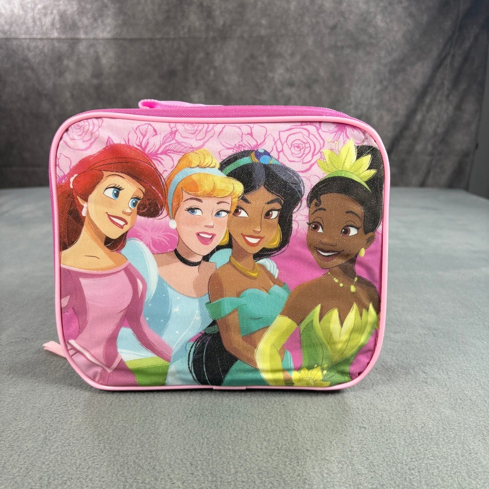 Disney Princess Insulated Lunch Bag Pink Ariel Cinderella Jasmine Tiana Kids
